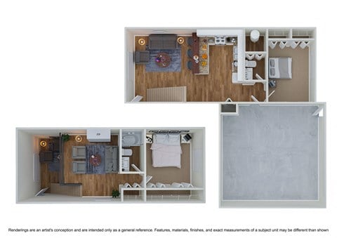 Floor plan for 2 beds, 2 baths, 1380 sqft